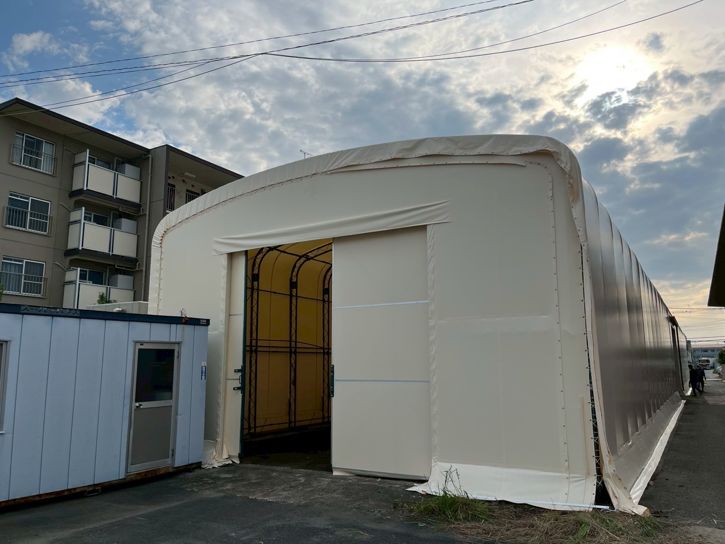 テント倉庫の施工事例の写真