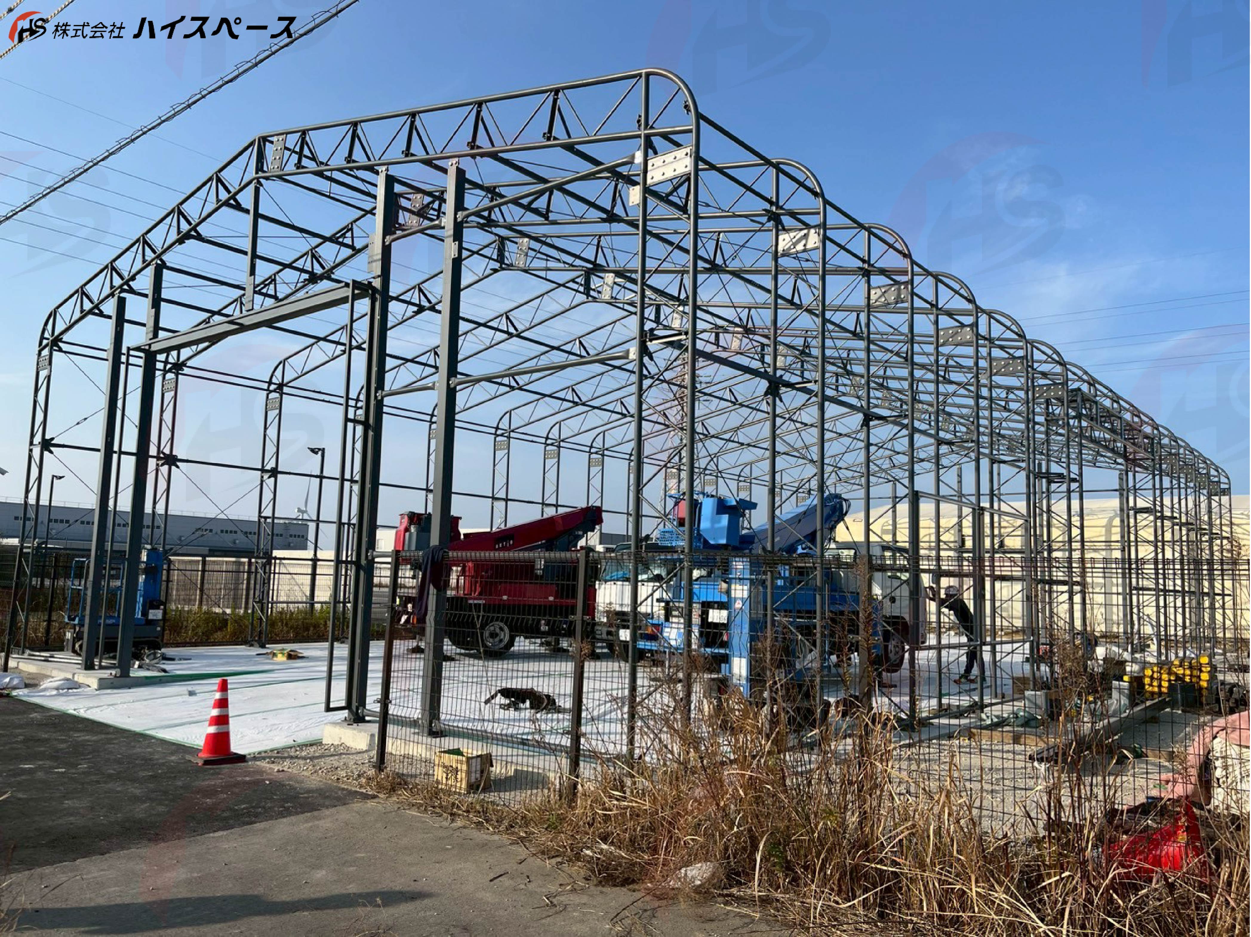 テント倉庫の施工事例の写真