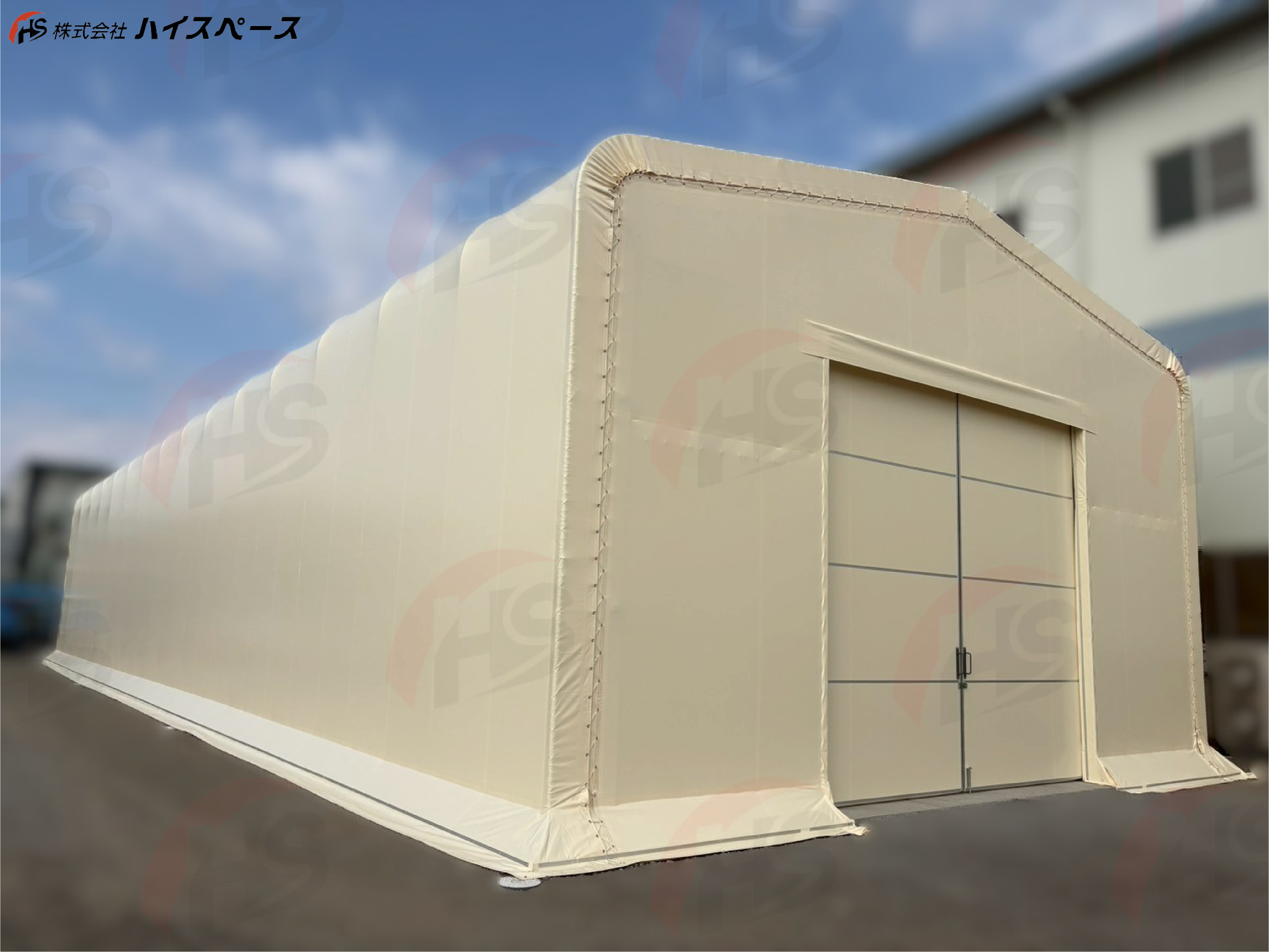 テント倉庫の施工事例の写真