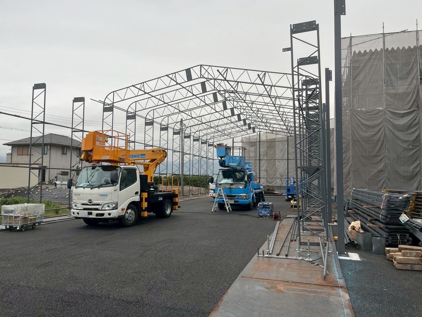テント倉庫の施工事例の写真