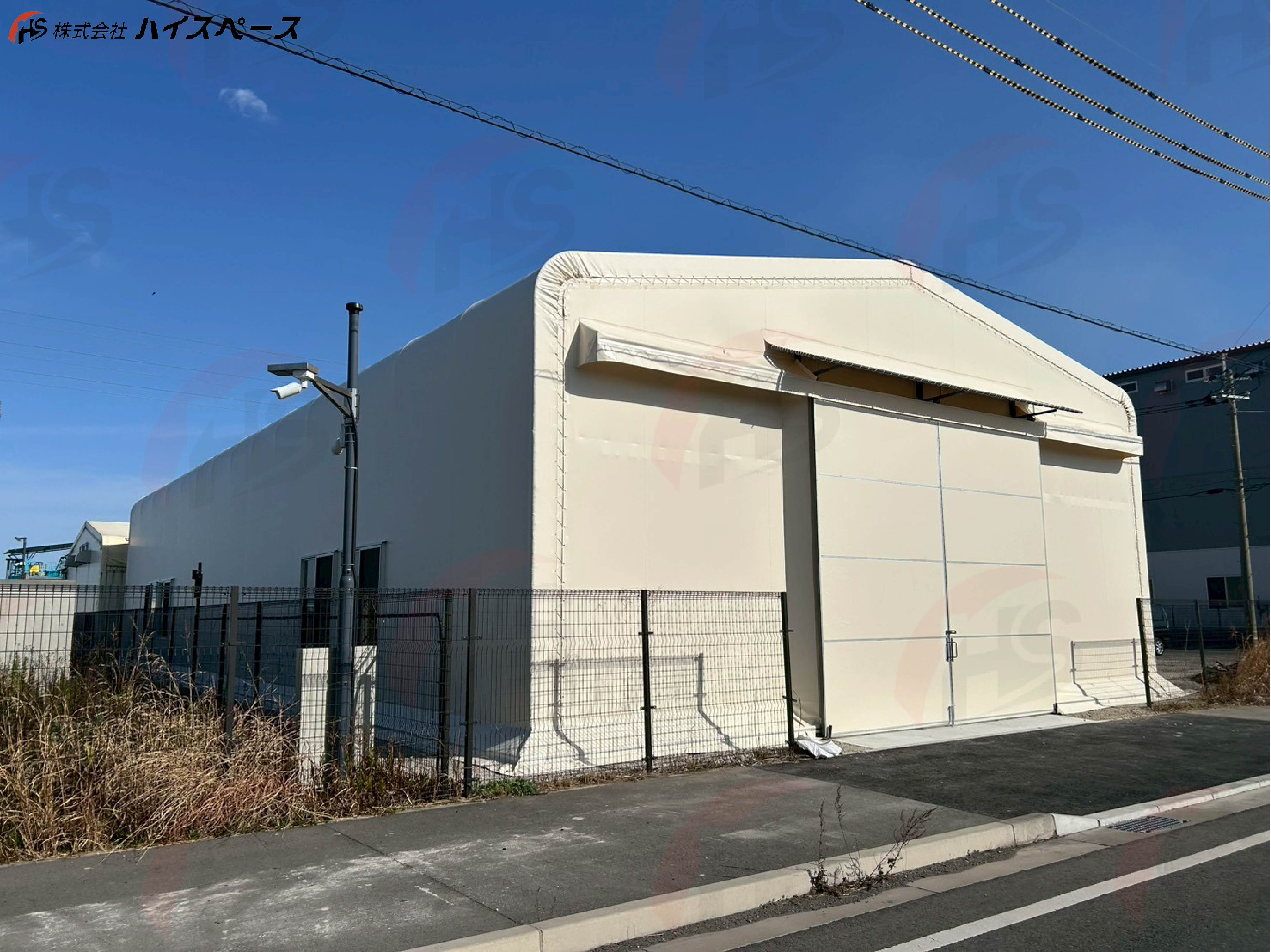 テント倉庫の施工事例の写真